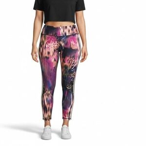 Bebe Sport Womens Multicolor Abstract Activewear Pants Size 1X Stretchy Yoga Gym